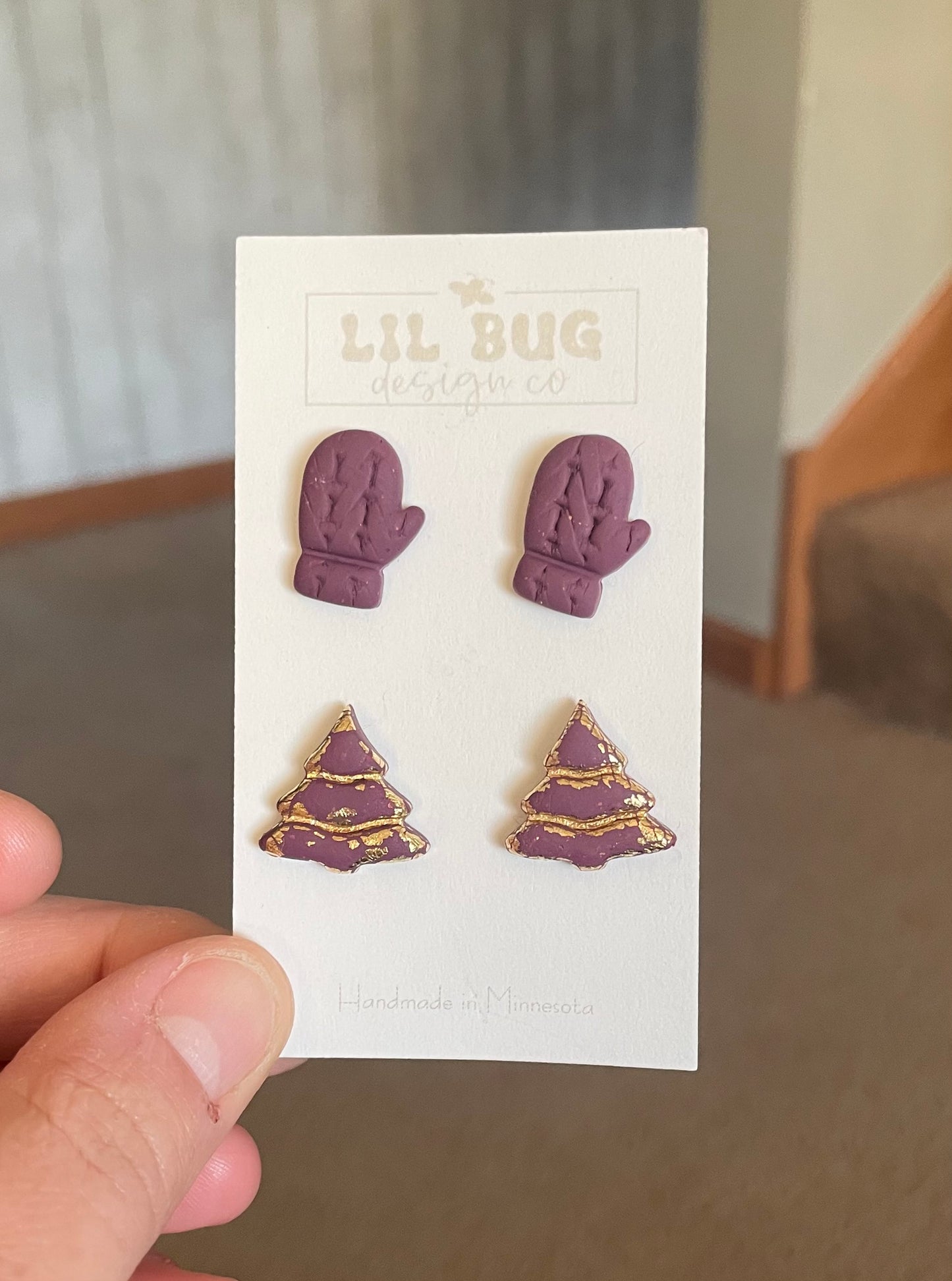 Purple Tree & Mitten Stud Pack