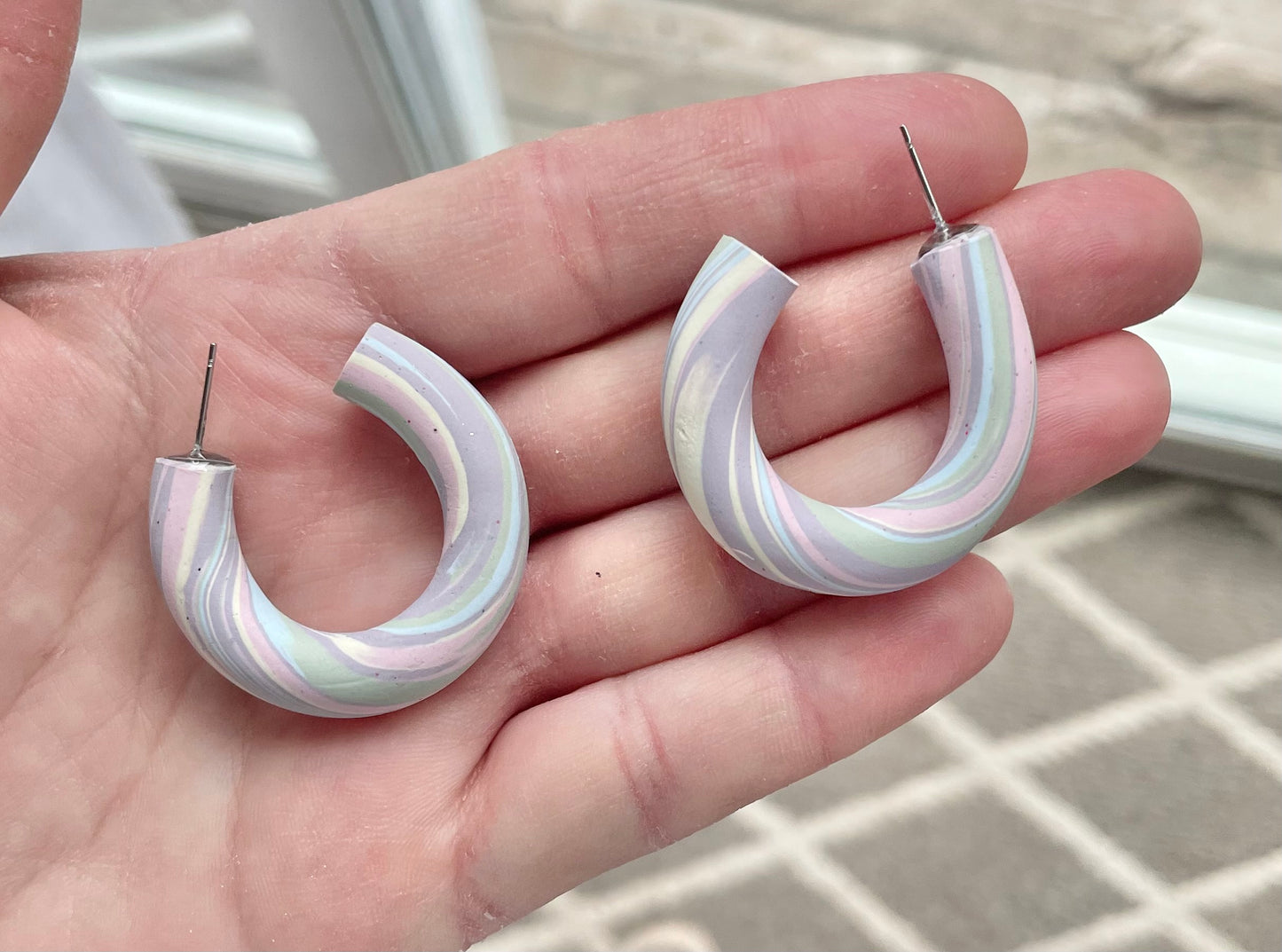 Pastel Swirl Hoops