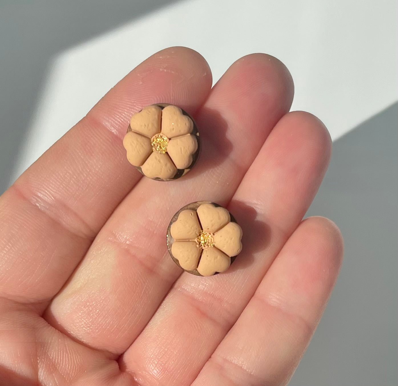 Orange Floral Studs