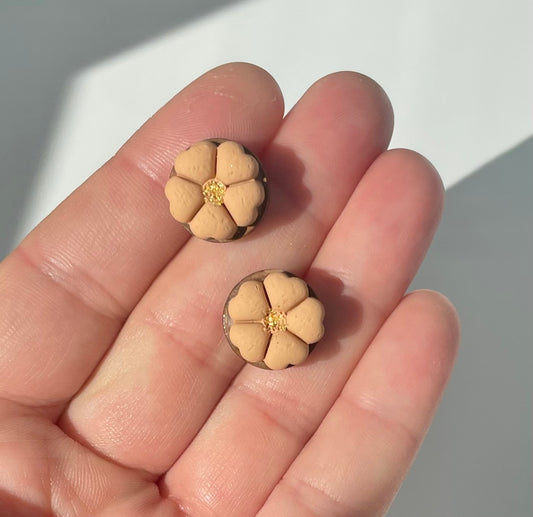 Orange Floral Studs