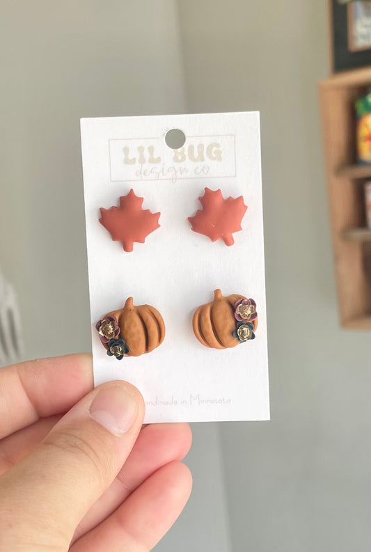 Leaf/Floral Pumpkin 2-pack
