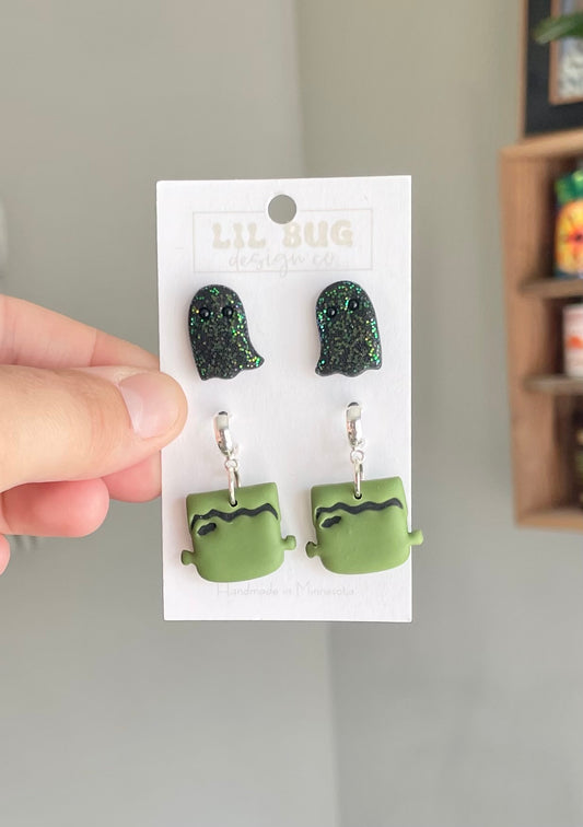 Glitter Ghost/Frankenstein 2-pack
